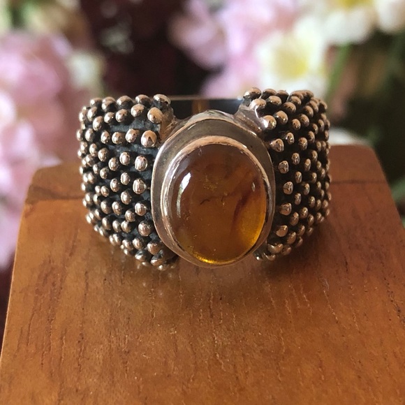 Silpada Beaded Sterling Silver Amber Ring R0893 - Picture 1 of 8